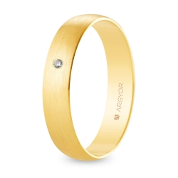 Alianza de boda oro amarillo 9k acabado satinado con diamante interior plano 4.5 mm