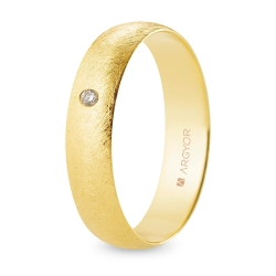 Alianza de boda oro amarillo 9k acabado hielo con diamante 5 mm