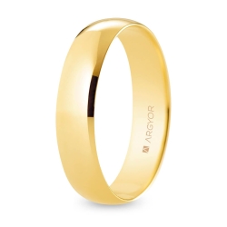 Alianza de boda media caña oro amarillo 18k acabado pulido 5 mm