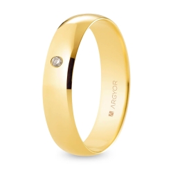 Alianza de boda oro amarillo 9k acabado pulido con diamante 5 mm