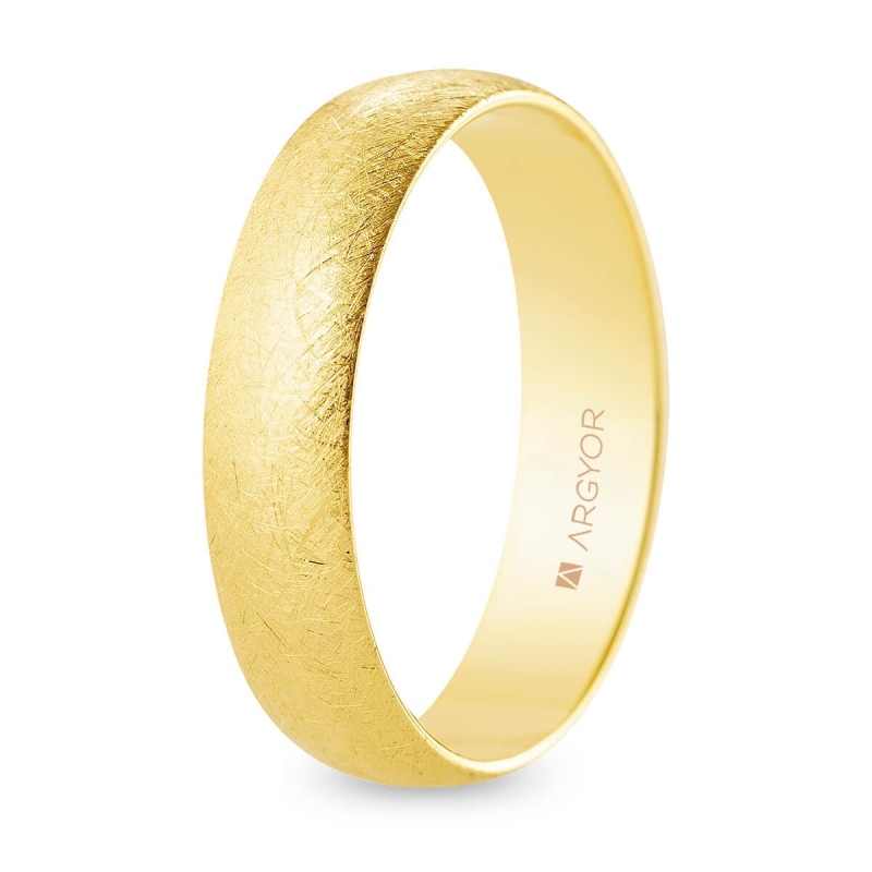 Alianza de boda oro amarillo 9k acabado hielo interior plano 5 mm