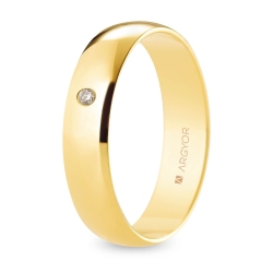 Alianza de boda oro amarillo 9k acabado pulido con diamante interior plano 5 mm