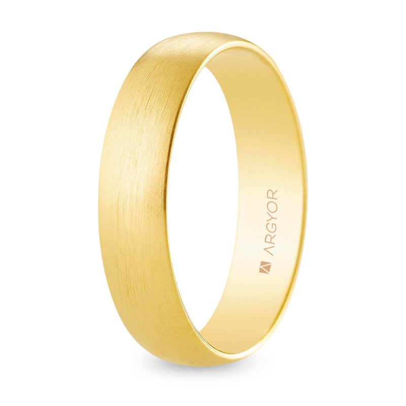 Alianza de boda oro amarillo 9k acabado satinado interior plano 5 mm