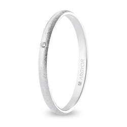 Alianza de boda oro blanco 9k acabado hielo con diamante 2 mm