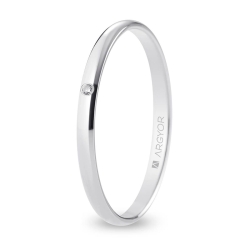 Alianza de boda oro blanco 9k acabado pulido con diamante 2 mm