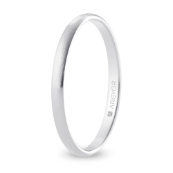 Alianza de boda media caña oro blanco 18k acabado satinado 2 mm