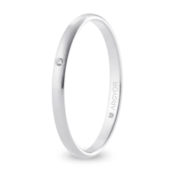 Alianza de boda oro blanco 9k acabado satinado con diamante 2 mm
