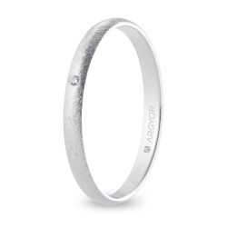 Alianza de boda oro blanco 9k acabado hielo con diamante 2.5 mm