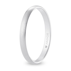 Alianza de boda media caña oro blanco 18k acabado satinado 2.5 mm