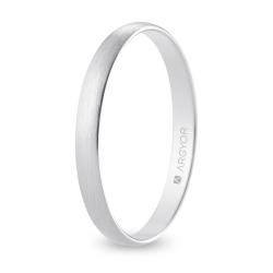 Alianza de boda media caña oro blanco 18k acabado satinado interior plano 2.5 mm