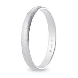 Alianza de boda media caña oro blanco 18k acabado hielo 3 mm