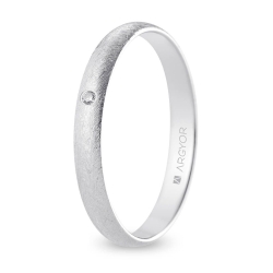 Alianza de boda oro blanco 9k acabado hielo con diamante 3 mm