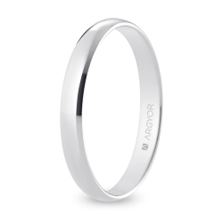 Alianza de boda media caña oro blanco 18k acabado pulido 3 mm