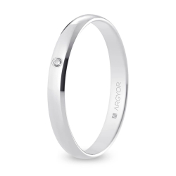 Alianza de boda oro blanco 9k acabado pulido con diamante 3 mm