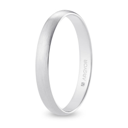 Alianza de boda media caña oro blanco 18k acabado satinado 3 mm