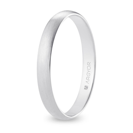 Alianza de boda media caña oro blanco 18k acabado satinado 3 mm