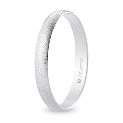 Alianza de boda media caña oro blanco 18k acabado hielo interior plano 3 mm