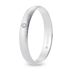 Alianza de boda oro blanco 9k acabado hielo con diamante 3.5 mm