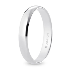 Alianza de boda media caña oro blanco 18k acabado pulido 3.5 mm