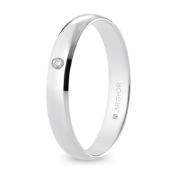 Alianza de boda oro blanco 9k acabado pulido con diamante 3.5 mm
