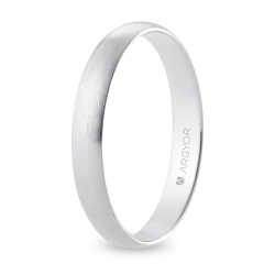 Alianza de boda media caña oro blanco 18k acabado satinado 3.5 mm
