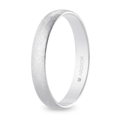 Alianza de boda oro blanco 9k acabado hielo interior plano 3.5 mm