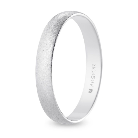 Alianza de boda oro blanco 9k acabado hielo interior plano 3.5 mm