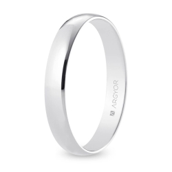 Alianza de boda oro blanco 9k acabado pulido interior plano 3.5 mm