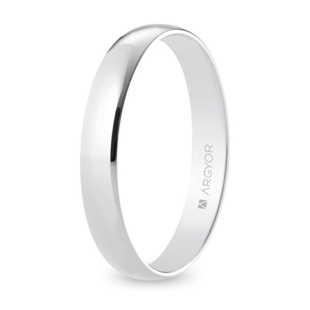 Alianza de boda oro blanco 9k acabado pulido interior plano 3.5 mm
