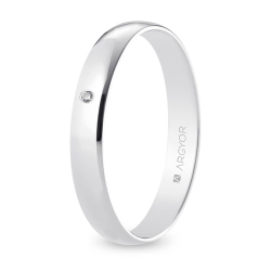 Alianza de boda oro blanco 9k acabado pulido con diamante interior plano 3.5 mm