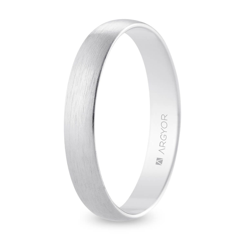 Alianza de boda oro blanco 9k acabado satinado interior plano 3.5 mm