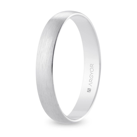 Alianza de boda oro blanco 9k acabado satinado interior plano 3.5 mm