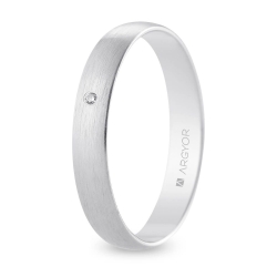 Alianza de boda oro blanco 9k acabado satinado con diamante interior plano 3.5 mm