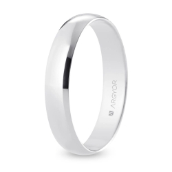 Alianza de boda media caña oro blanco 18k acabado pulido 4 mm