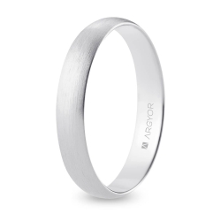 Alianza de boda media caña oro blanco 18k acabado satinado 4 mm
