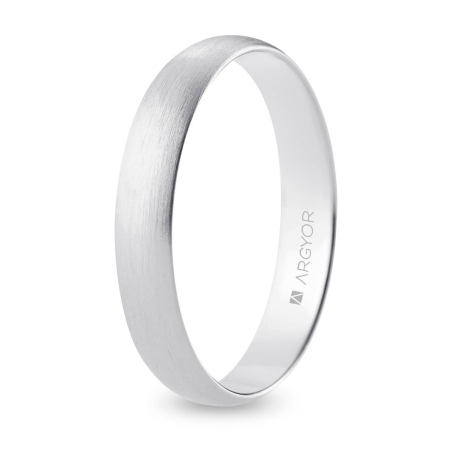 Alianza de boda media caña oro blanco 18k acabado satinado 4 mm