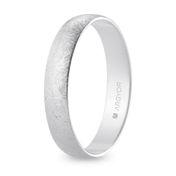 Alianza de boda oro blanco 9k acabado hielo interior plano 4 mm