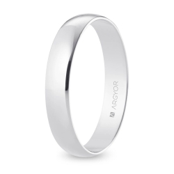 Alianza de boda oro blanco 9k acabado pulido interior plano 4 mm