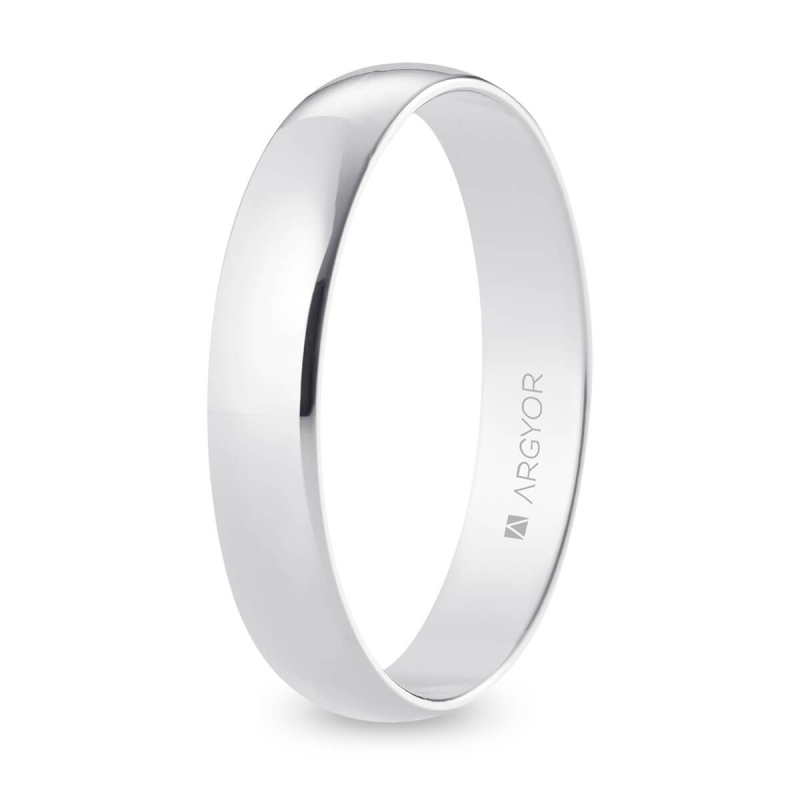 Alianza de boda oro blanco 9k acabado pulido interior plano 4 mm