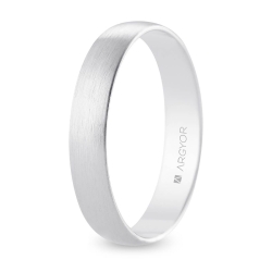 Alianza de boda oro blanco 9k acabado satinado interior plano 4 mm