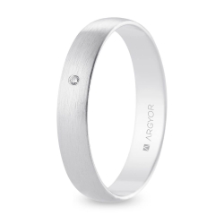 Alianza de boda oro blanco 9k acabado satinado con diamante interior plano 4 mm
