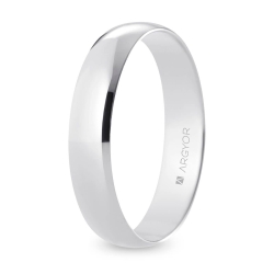 Alianza de boda media caña oro blanco 18k acabado pulido 4.5 mm