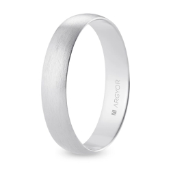 Alianza de boda media caña oro blanco 18k acabado satinado 4.5 mm