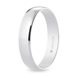 Alianza de boda oro blanco 9k acabado pulido interior plano 4.5 mm