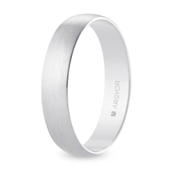 Alianza de boda oro blanco 9k acabado satinado interior plano 4.5 mm