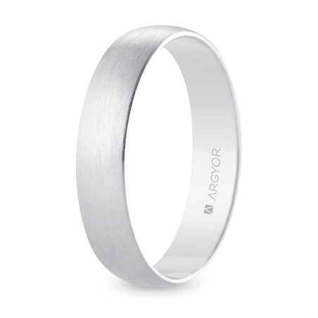 Alianza de boda oro blanco 9k acabado satinado interior plano 4.5 mm