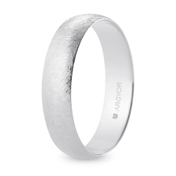 Alianza de boda media caña oro blanco 18k acabado hielo 5 mm