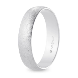 Alianza de boda oro blanco 9k acabado hielo interior plano 5 mm