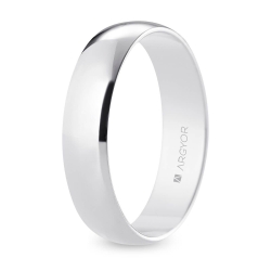 Alianza de boda oro blanco 9k acabado pulido interior plano 5 mm