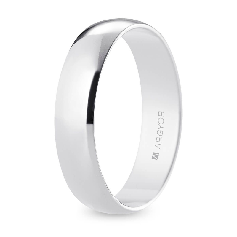 Alianza de boda oro blanco 9k acabado pulido interior plano 5 mm
